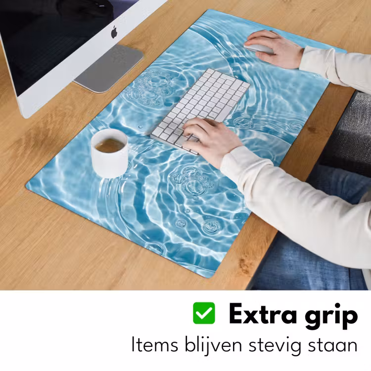 Water - Blauw - bubbels Muismat XXL klein -sfeer3