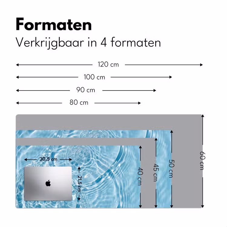 Water - Blauw - bubbels Muismat XXL klein -sfeer5