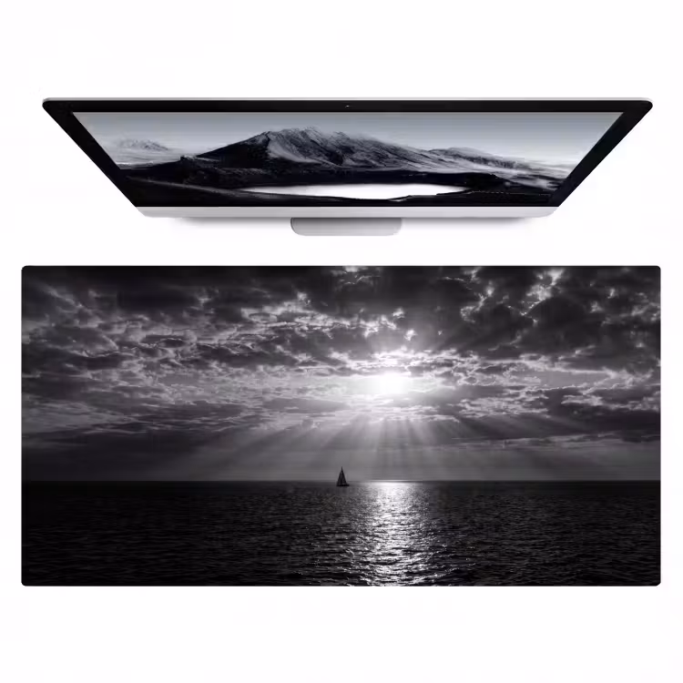 Water - Boot - Lucht - Natuur - Zwart-wit Muismat XXL klein -zzz3d