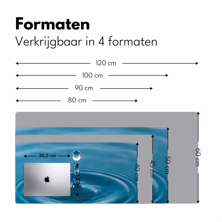 Waterdruppel - Water - Oppervlakte Muismat XXL klein -sfeer5