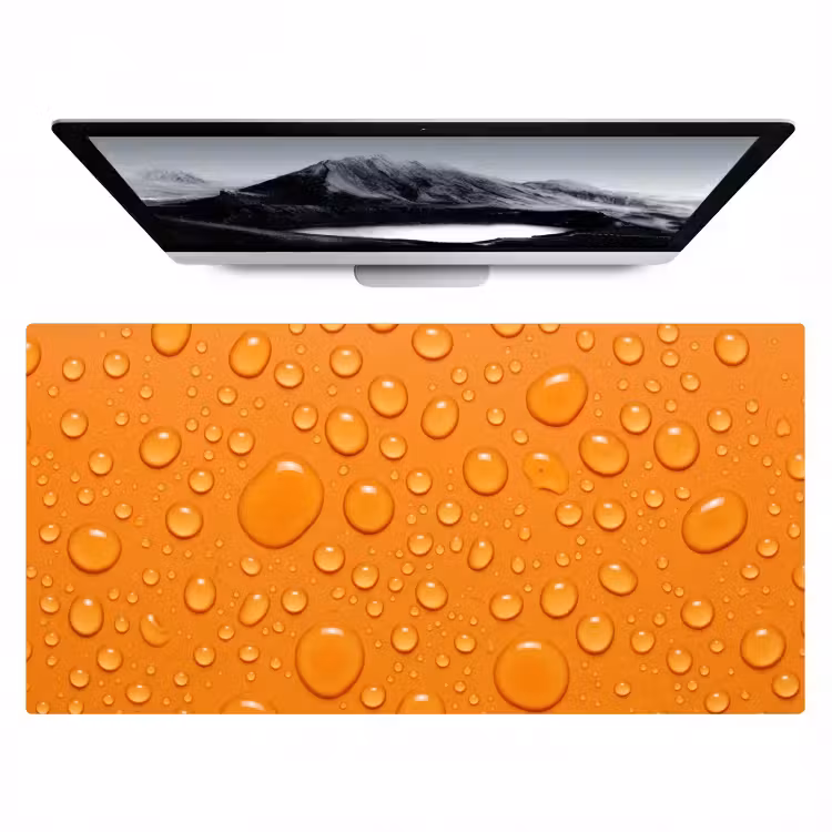 Water - Druppels - Oranje Muismat XXL klein -zzz3d