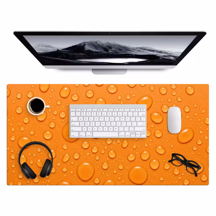Water - Druppels - Oranje Muismat XXL klein -3d