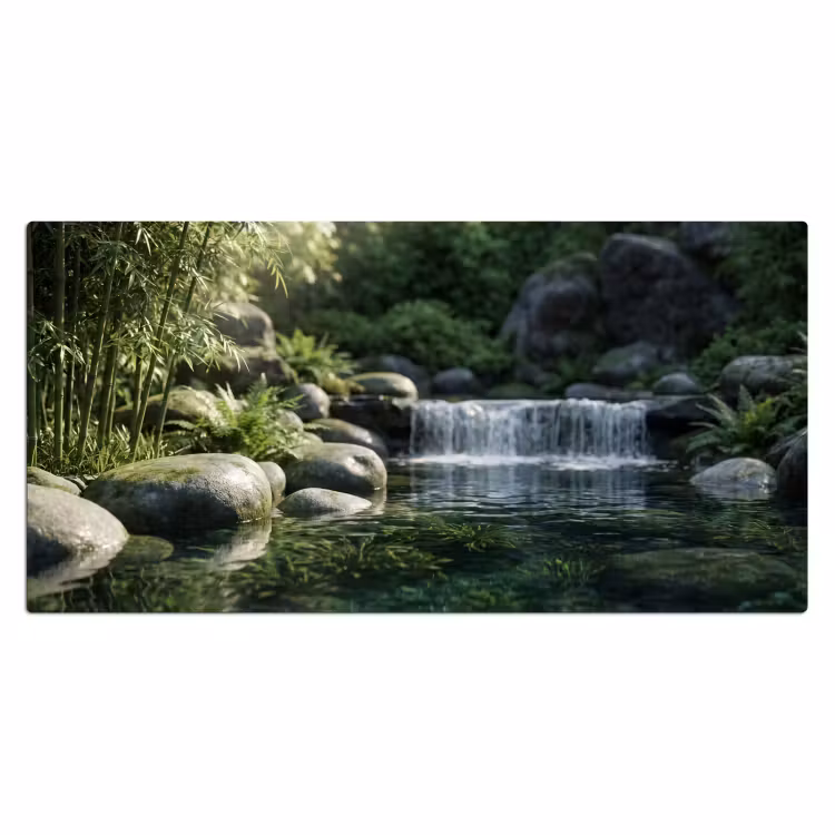 Beek - Waterval - Natuur - Groen Muismat XXL klein -3d_leeg