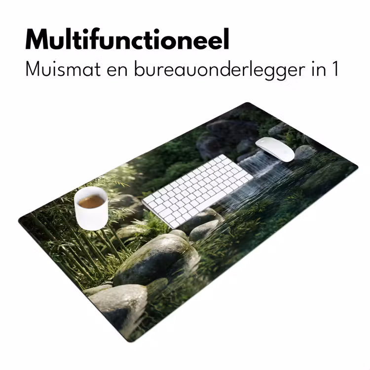 Beek - Waterval - Natuur - Groen Muismat XXL klein -sfeer4