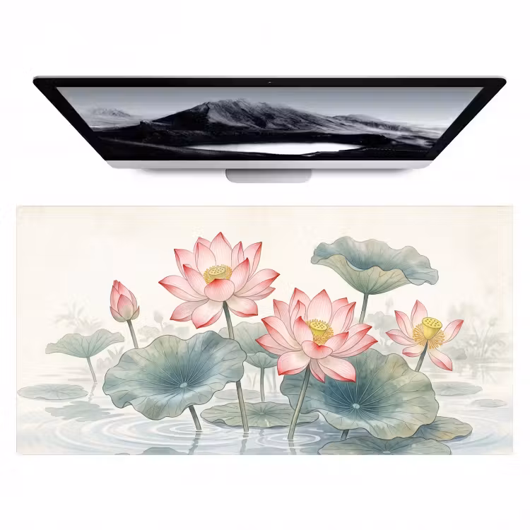 Aquarel - Lotusbloemen - Kleurrijk Muismat XXL klein -zzz3d