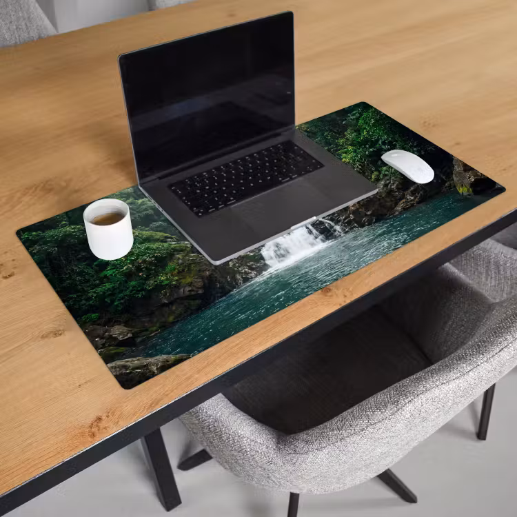 Waterfall - Forest - Nature - Greenkhgyguyg Muismat XXL klein -sfeer1
