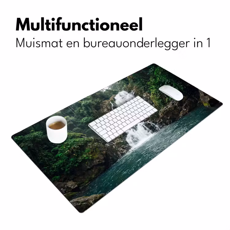 Waterfall - Forest - Nature - Greenkhgyguyg Muismat XXL klein -sfeer4