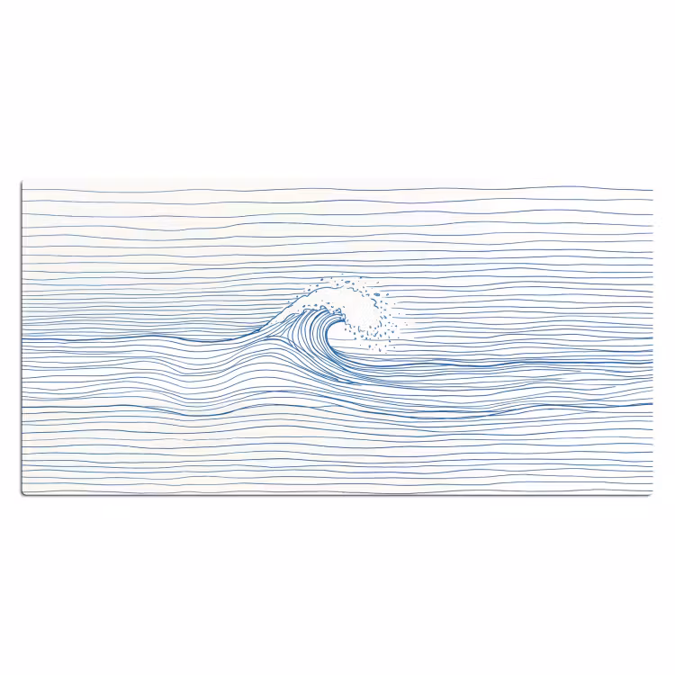 Golf - Brekende - Natuur - Minimalistisch - Blauw Muismat XXL klein -3d_leeg