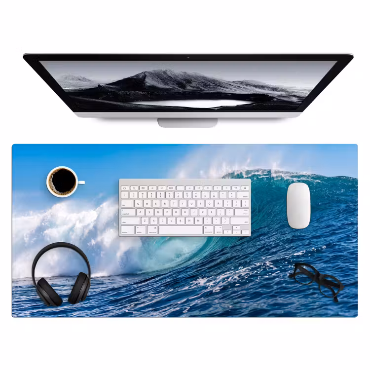 Golf - Oceaan - Water - Dynamisch - Blauw Muismat XXL klein -3d
