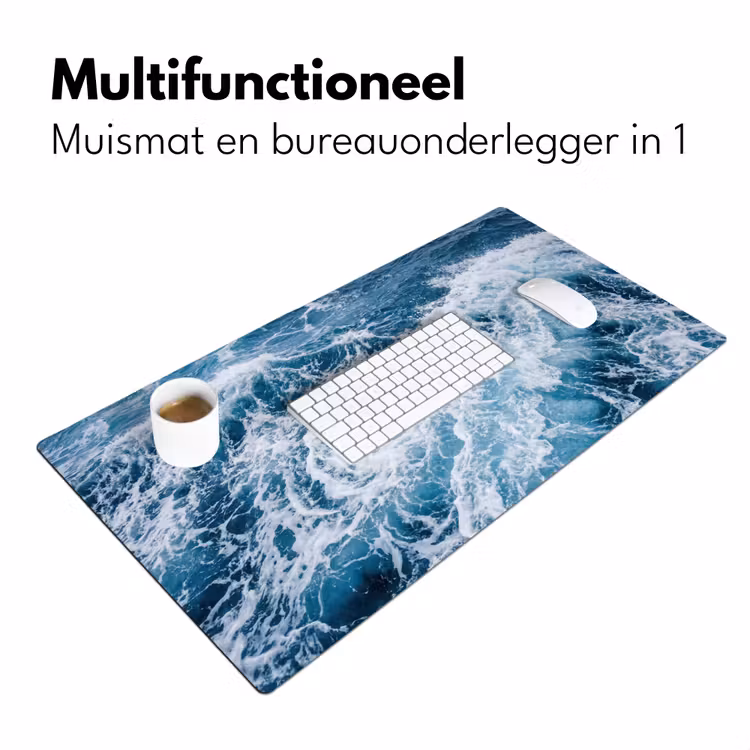 Golven - Oceaan - Blauw Muismat XXL klein -sfeer4