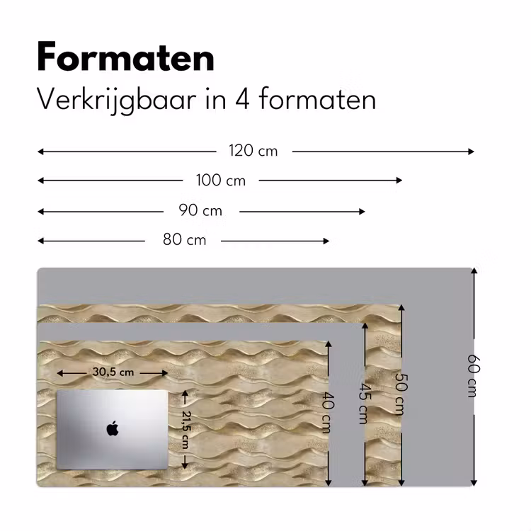 Golven - Patroon - Goud Muismat XXL klein 681 -sfeer5