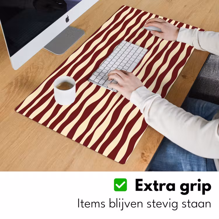Golven - Rood - Patroon - Crème Muismat XXL klein 681 -sfeer3