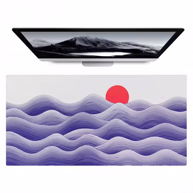 Golven - Zon - Natuur - Abstract - Rood Muismat XXL klein -zzz3d