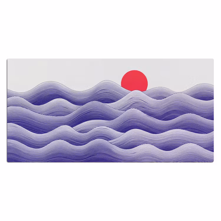 Golven - Zon - Natuur - Abstract - Rood Muismat XXL klein -3d_leeg