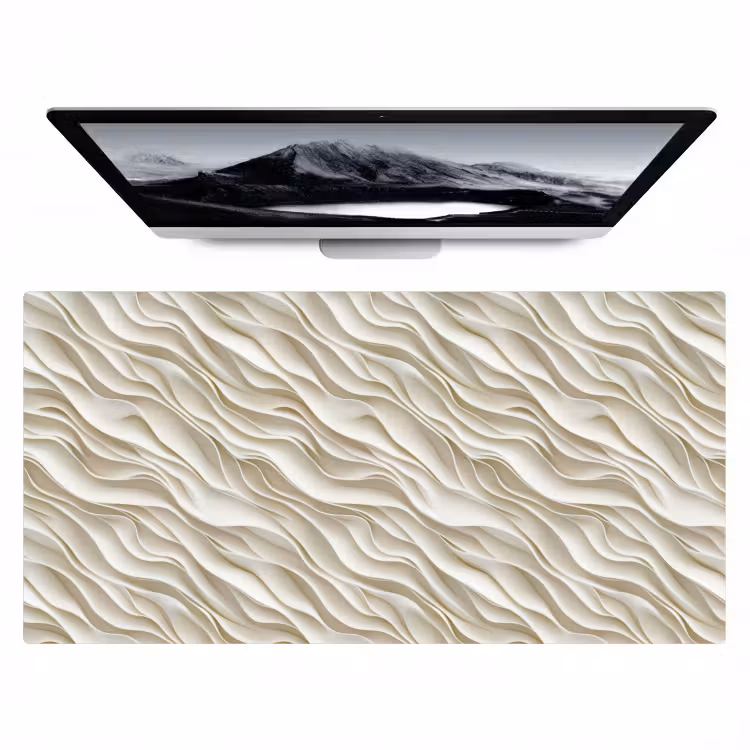 Golven - Wit - Minimalistisch Muismat XXL klein 681 -zzz3d