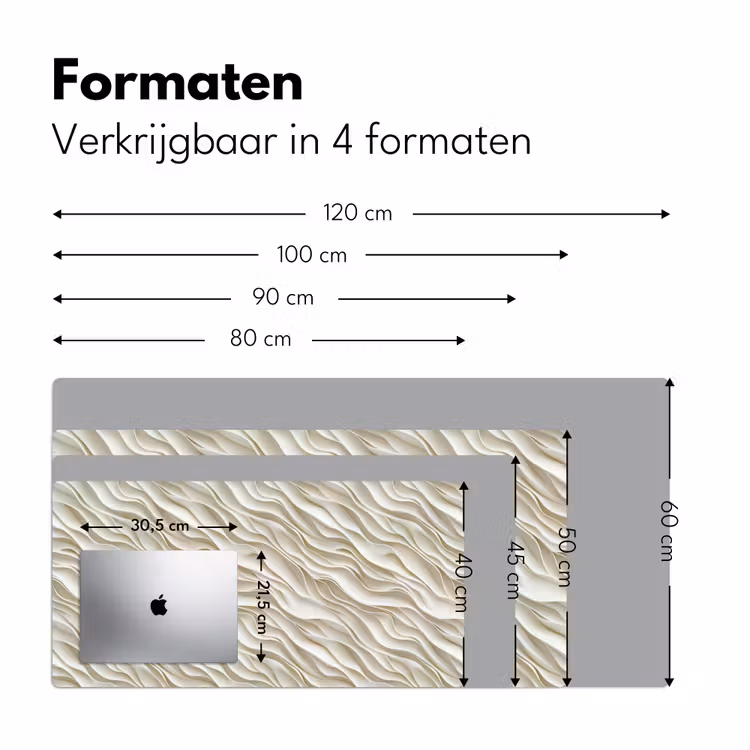 Golven - Wit - Minimalistisch Muismat XXL klein 681 -sfeer5