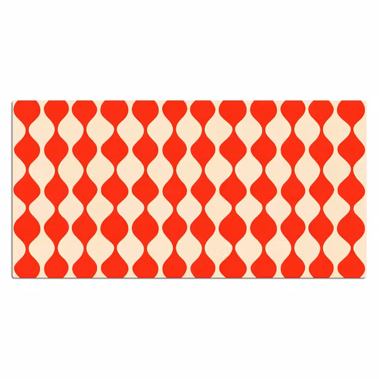 Golvend patroon - Retro - Rood - Beige Muismat XXL klein 681 -3d_leeg