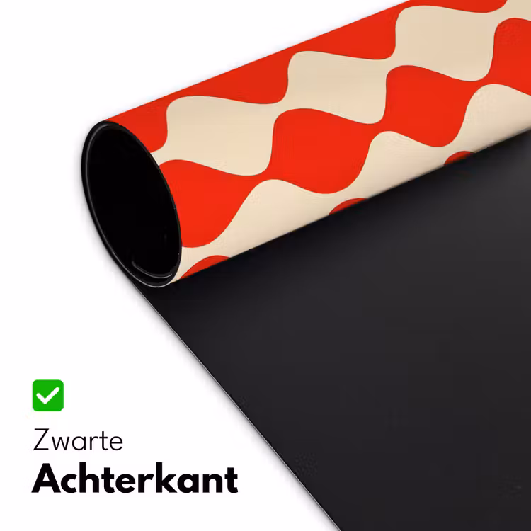 Golvend patroon - Retro - Rood - Beige Muismat XXL klein 681 -sfeer2
