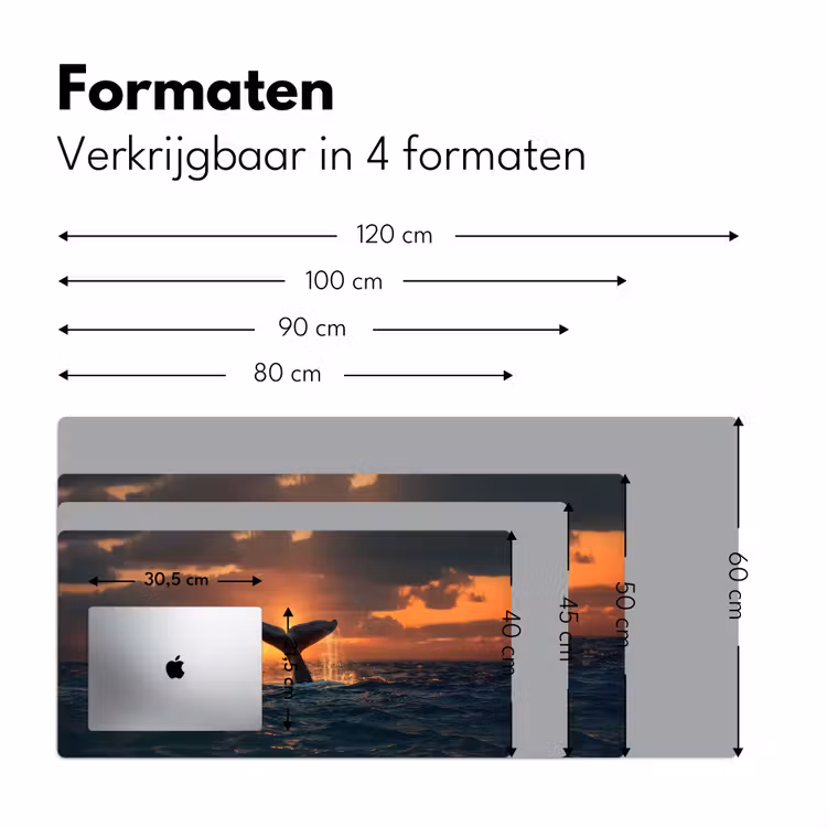 Walvis staart - Water - Zonsondergang Muismat XXL klein -sfeer5
