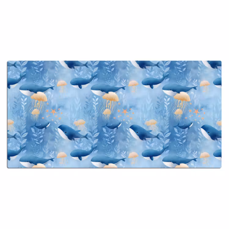 Walvissen - Oceaan - Blauw Muismat XXL klein 681 -3d_leeg