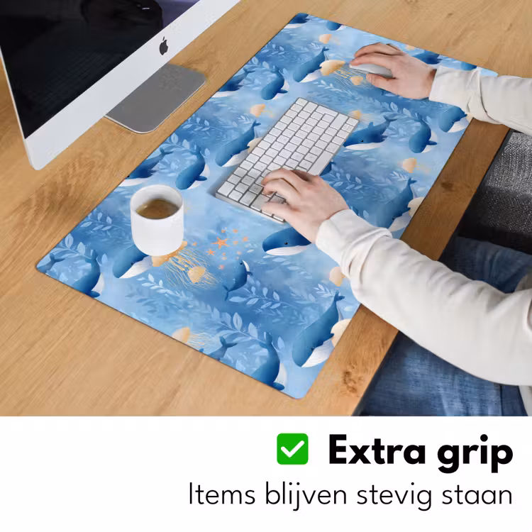 Walvissen - Oceaan - Blauw Muismat XXL klein 681 -sfeer3