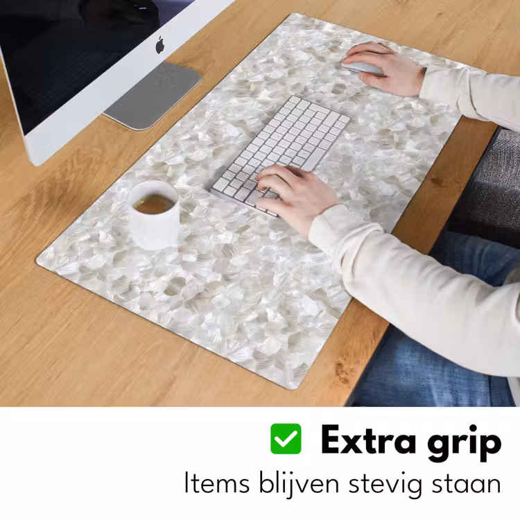 Wit - Penseelstreken - Reliëfeffect Muismat XXL klein 681 -sfeer3