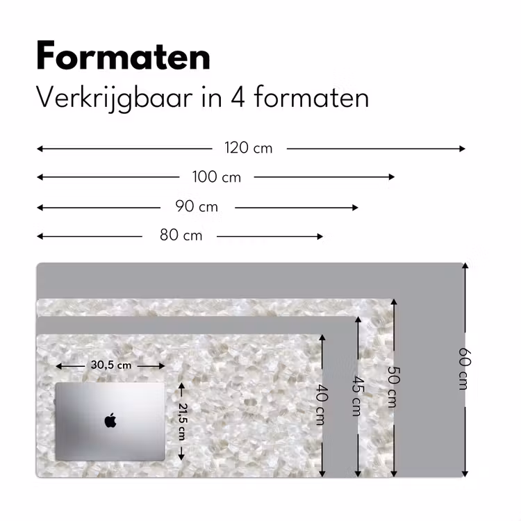 Wit - Penseelstreken - Reliëfeffect Muismat XXL klein 681 -sfeer5