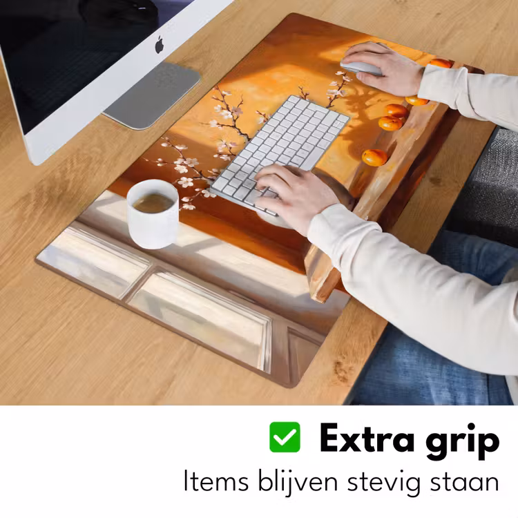 Desk Mat - White Flowers - Still Life - Witte bloemen - Stilleven Muismat XXL klein