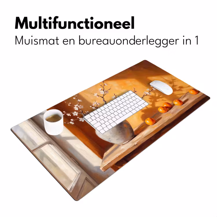 Desk Mat - White Flowers - Still Life - Witte bloemen - Stilleven Muismat XXL klein