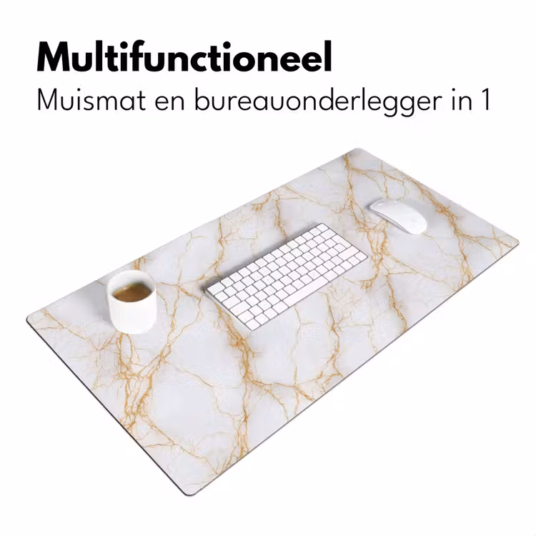 Wit - Goud - Marmer - Aders Muismat XXL klein 681 -sfeer4