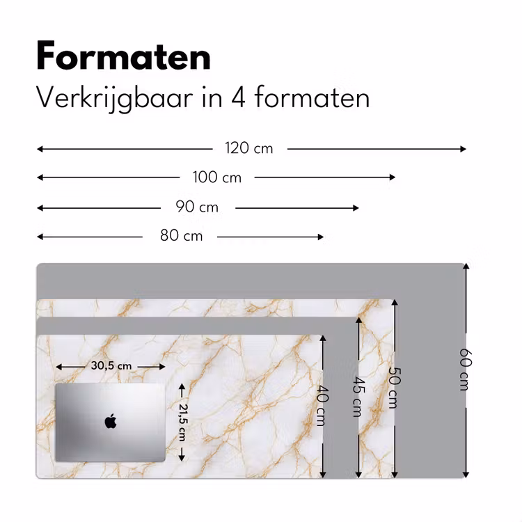 Wit - Goud - Marmer - Aders Muismat XXL klein 681 -sfeer5
