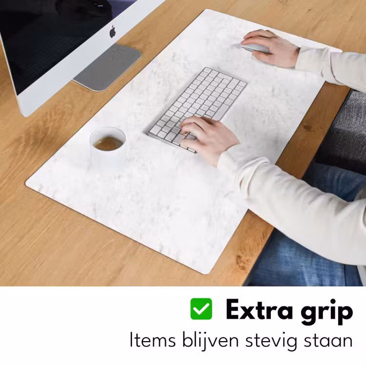 Wit - Marmer - Grijze aders Muismat XXL klein 681 -sfeer3