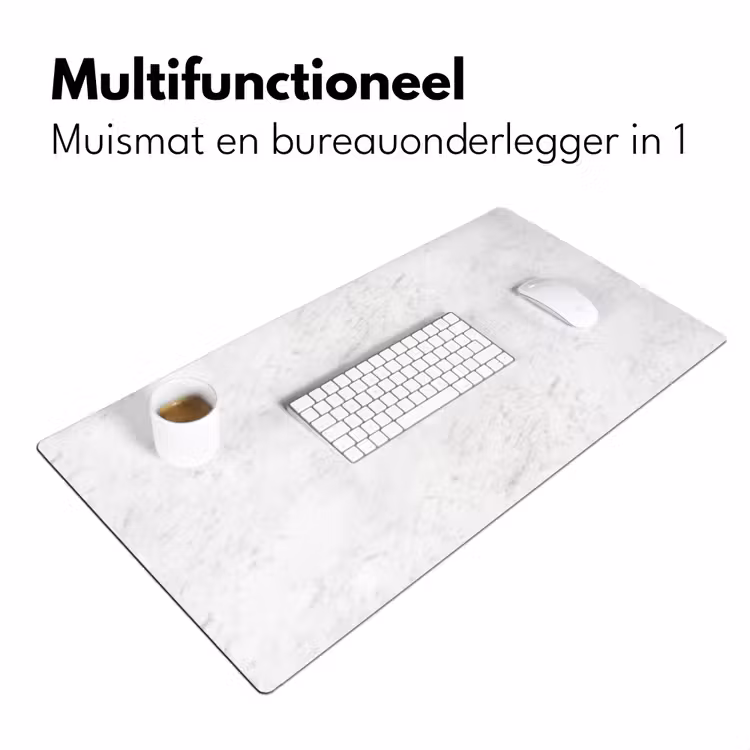 Wit - Marmer - Grijze aders Muismat XXL klein 681 -sfeer4