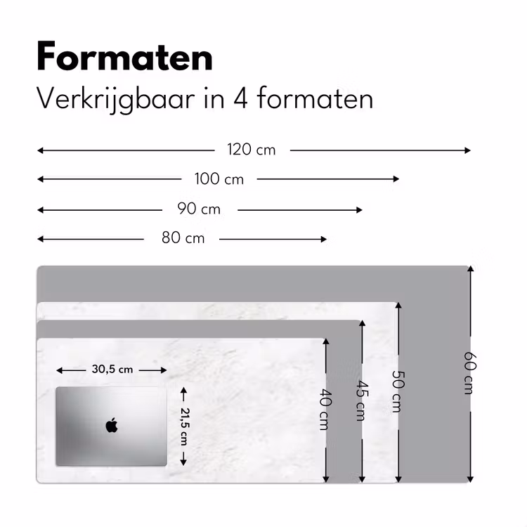 Wit - Marmer - Grijze aders Muismat XXL klein 681 -sfeer5