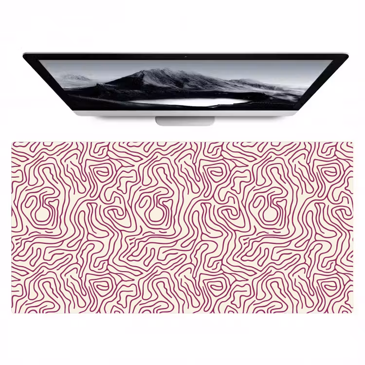 Kronkelende lijn - Magenta - Crème Muismat XXL klein 681 -zzz3d