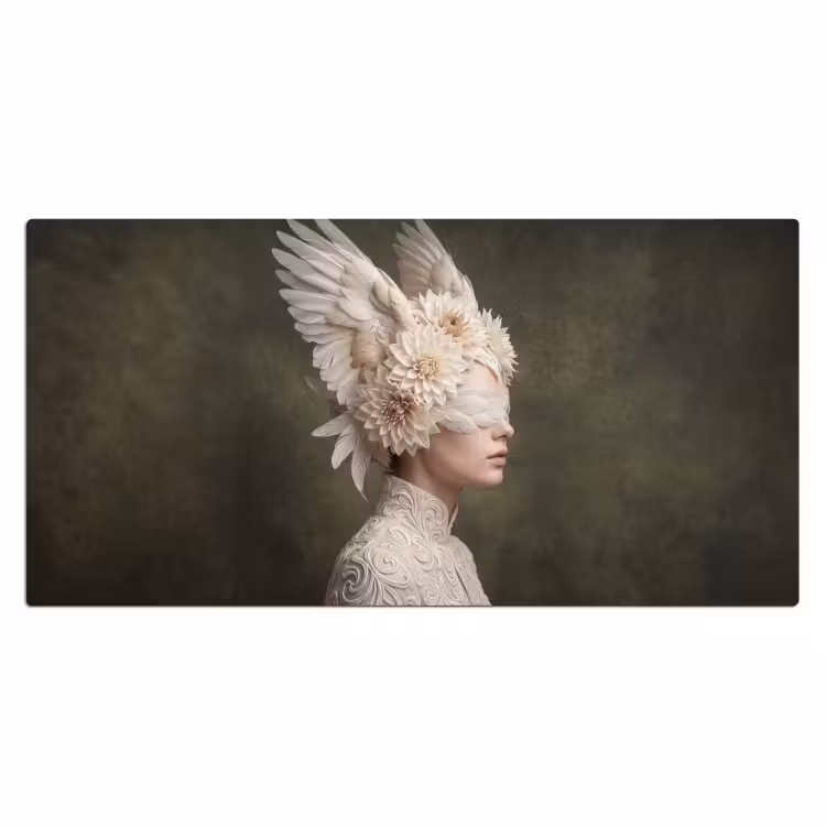 Vleugels - Vrouw - Wit Muismat XXL klein -3d_leeg