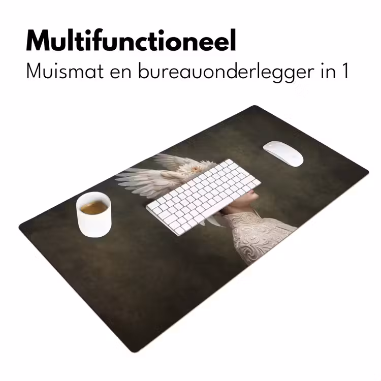 Vleugels - Vrouw - Wit Muismat XXL klein -sfeer4