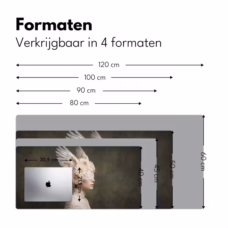 Vleugels - Vrouw - Wit Muismat XXL klein -sfeer5