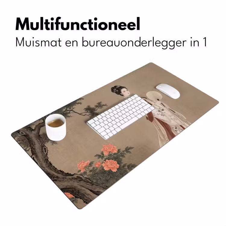 Vrouw - Azië - Kunst - Beige Muismat XXL klein -sfeer4