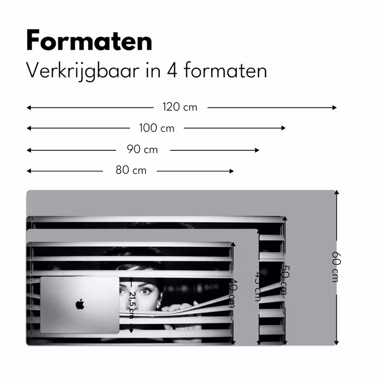 Vrouw - Jaloezieën - Portret - Zwart-wit Muismat XXL klein -sfeer5