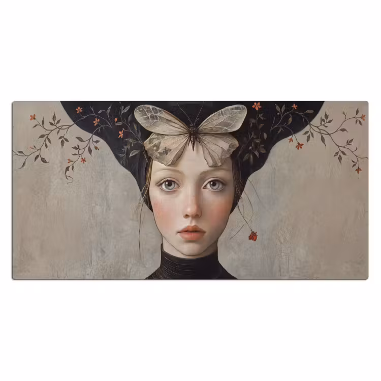 Woman - Butterfly - Art - Classic - Muted Muismat XXL klein -3d_leeg