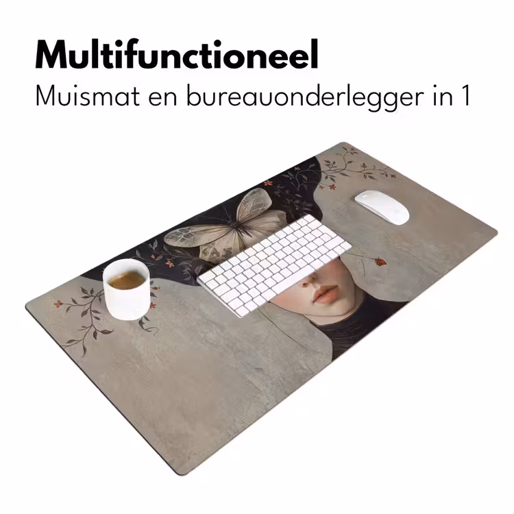 Woman - Butterfly - Art - Classic - Muted Muismat XXL klein -sfeer4