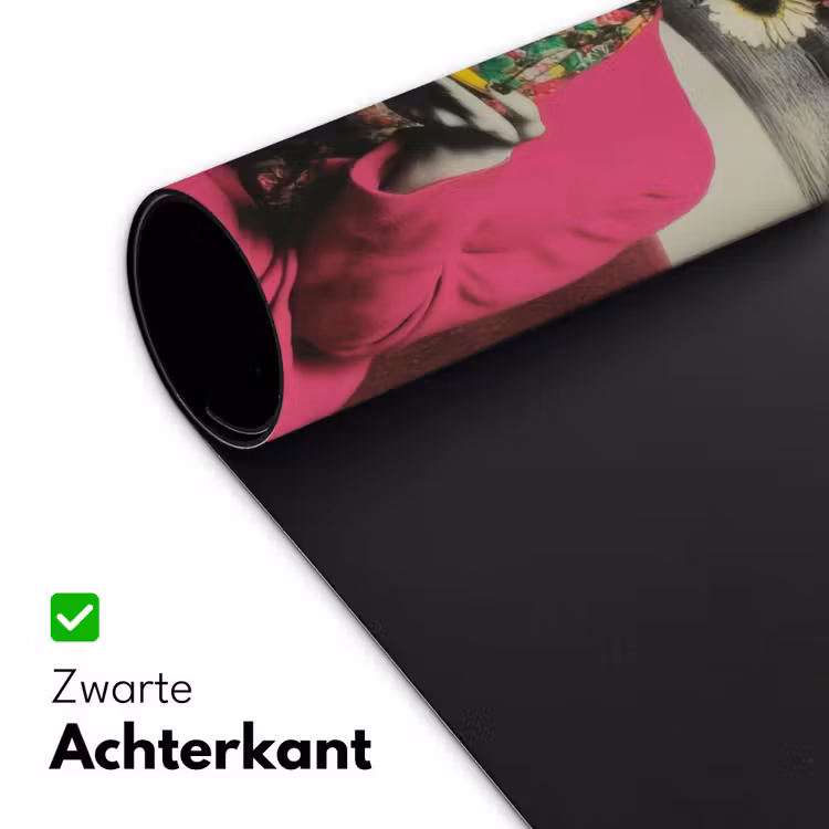 Vrouw - Kat - Bloemen - Kopje - Retro Muismat XXL klein -sfeer2