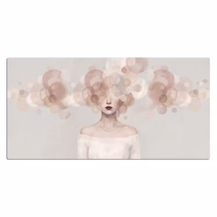 Vrouw - Cirkels - Beige Muismat XXL klein -3d_leeg