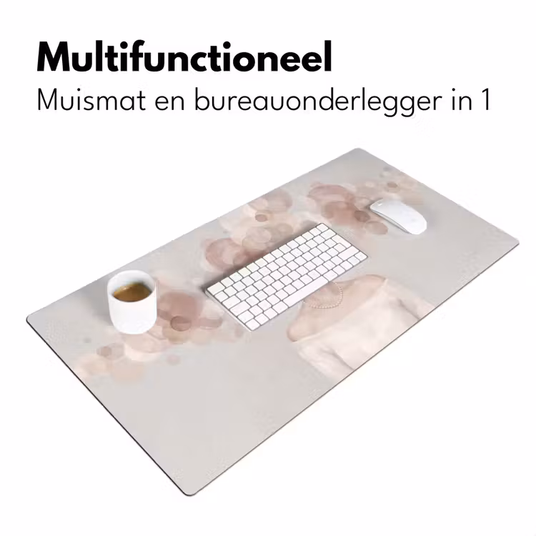Vrouw - Cirkels - Beige Muismat XXL klein -sfeer4