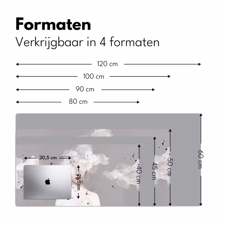 Vrouw - Wolk - Grijs Muismat XXL klein -sfeer5