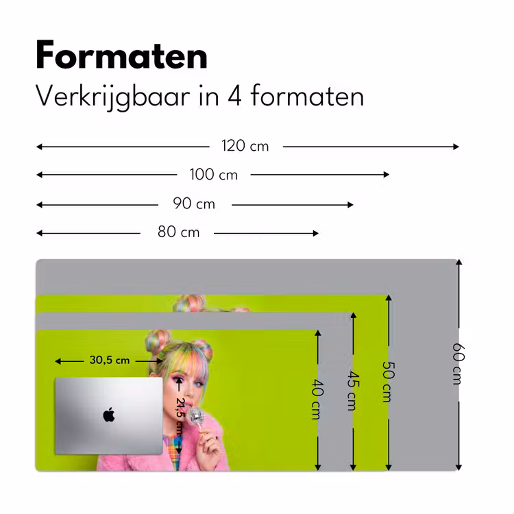 Vrouw - Kleurrijk haar - Pop art - Modern - Levendig Muismat XXL klein -sfeer5