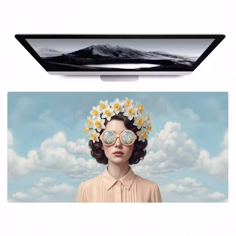 Vrouw - Narcissen - Geel Muismat XXL klein -zzz3d