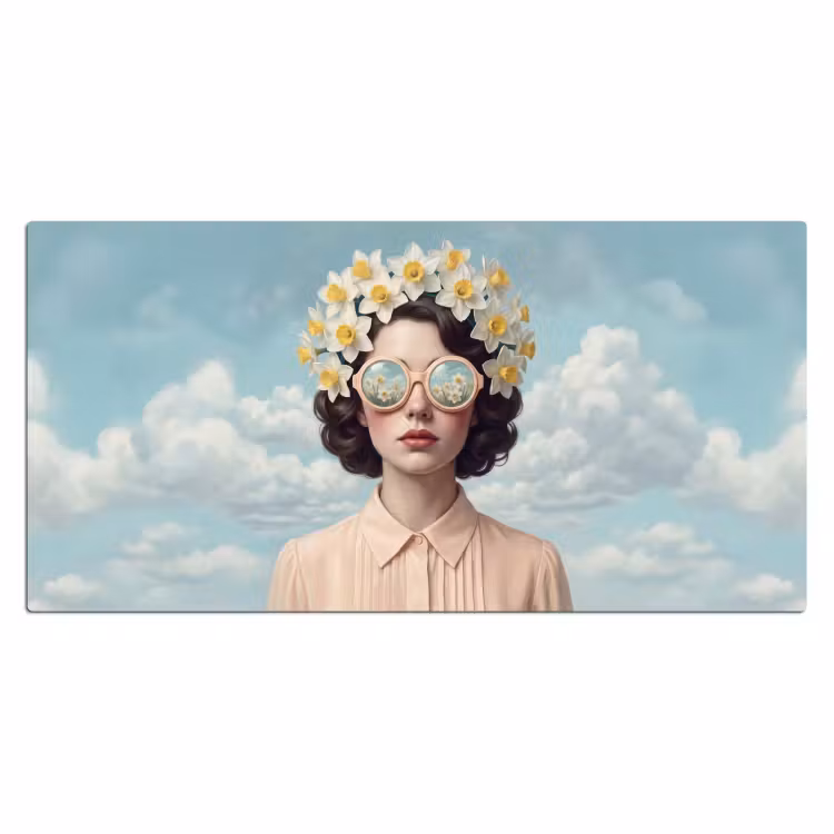 Vrouw - Narcissen - Geel Muismat XXL klein -3d_leeg