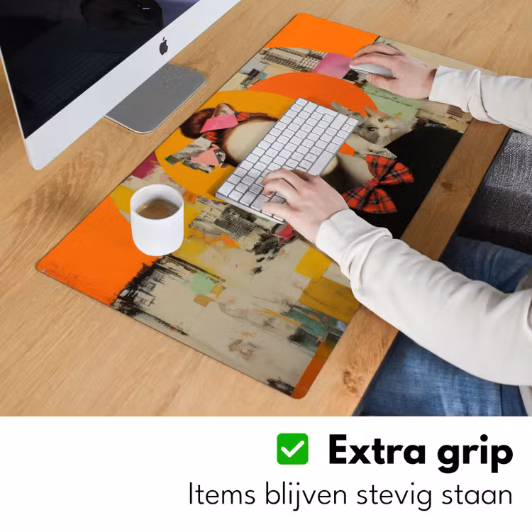 Vrouw - Bril - Strik - Retro Muismat XXL klein -sfeer3